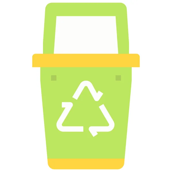 Bin Ecology Enviroment Icon Flat Style — Stock Vector