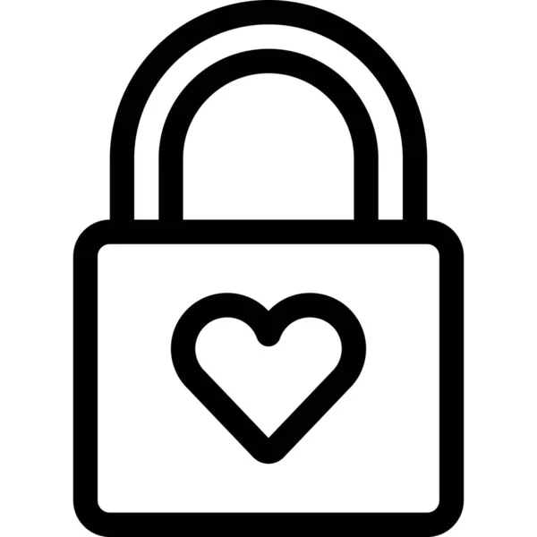 Couple Heart Lock Icon Outline Style — Stock Vector