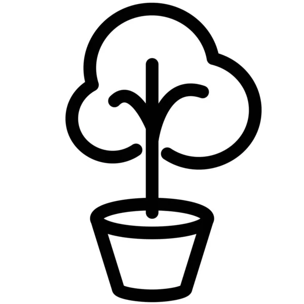 Icono Planta Verde Bonsái Estilo Esquema — Vector de stock
