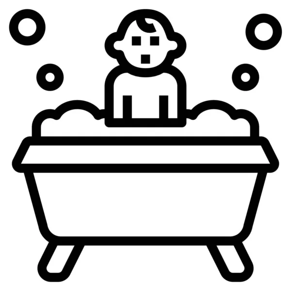婴儿洗浴儿童图标的轮廓风格 — 图库矢量图片
