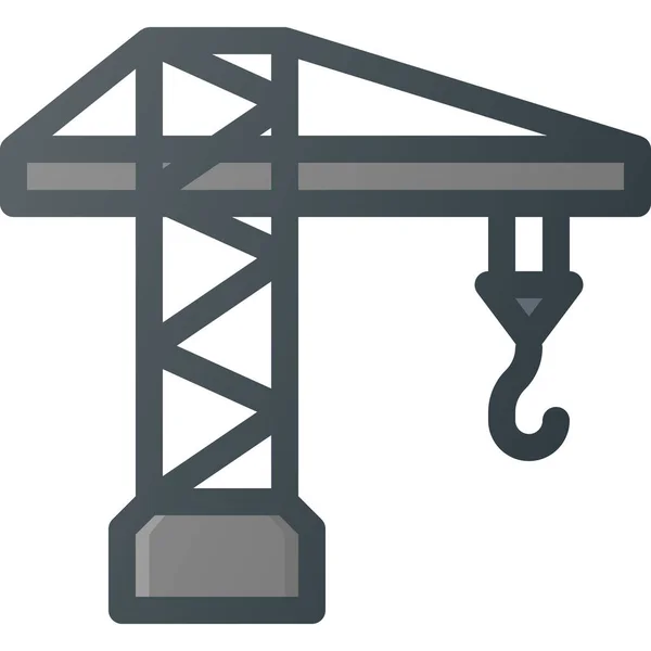 Construction Crane Havy Icon Filled Outline Style - Stok Vektor