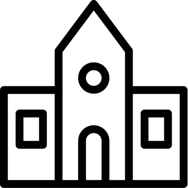 Edifício Castelo Ícone Igreja Estilo Esboço —  Vetores de Stock