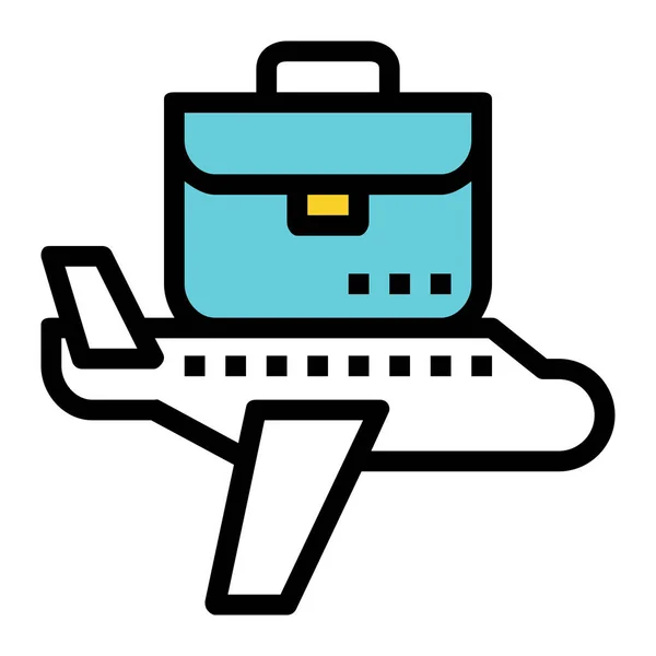 Airplane Brifcase Business Icon Filled Outline Style — Vector de stock