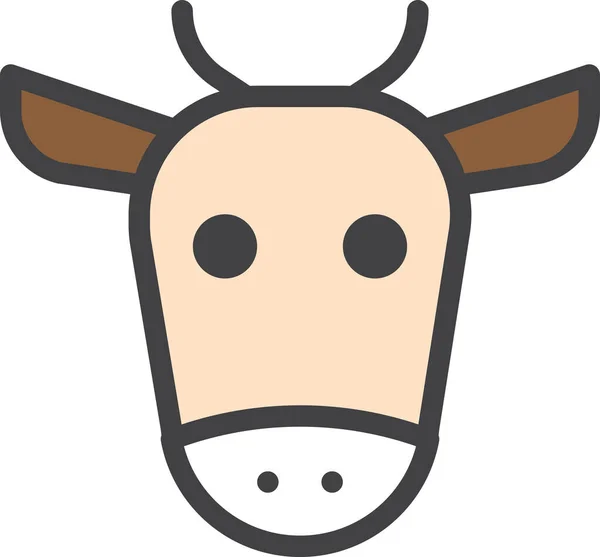 Beef Cow Head Icon Filled Outline Style — Stock Vector