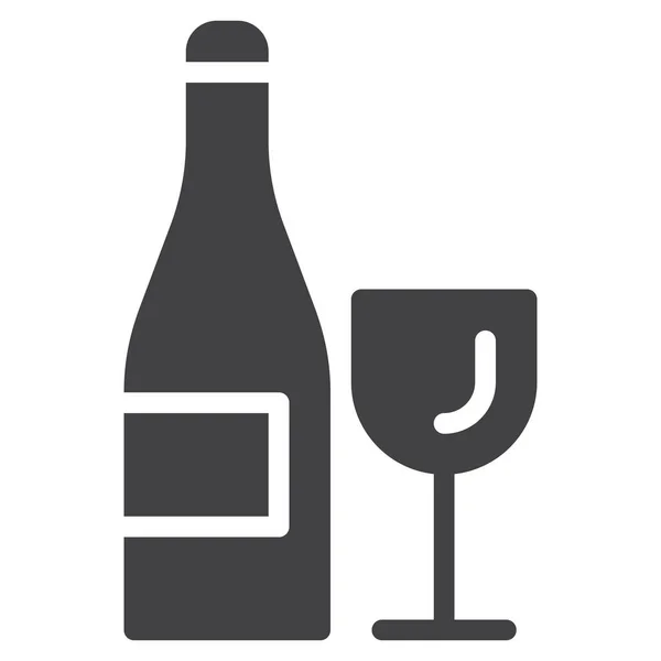 Fles Glas Wijn Pictogram Eten Drinken Categorie — Stockvector