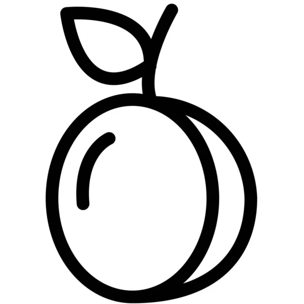 Aprikos Frukt Plommon Ikon Kontur Stil — Stock vektor