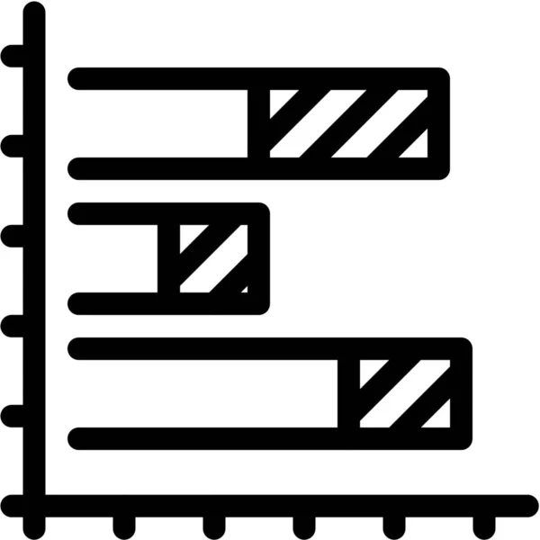 Staafdiagram Horizontaal Pictogram Outline Stijl — Stockvector