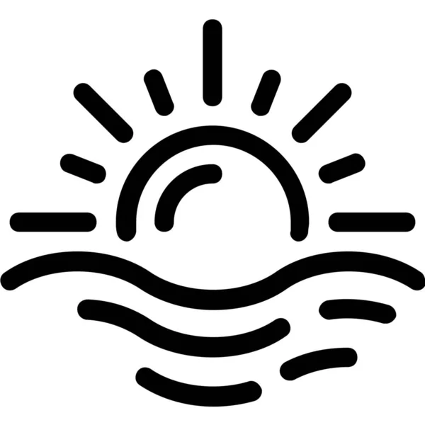 概要スタイルの水平線の海の太陽のアイコン — ストックベクタ