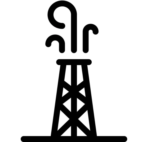 Иконка Нефтеперерабатывающего Завода Стиле Контур — стоковый вектор