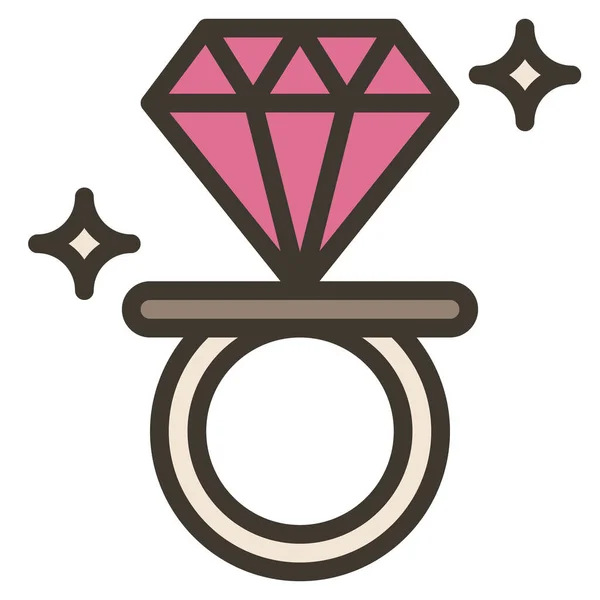 Καραμέλα Διαμάντι Δαχτυλίδι Εικονίδιο Γεμιστό Περίγραμμα Στυλ — Διανυσματικό Αρχείο