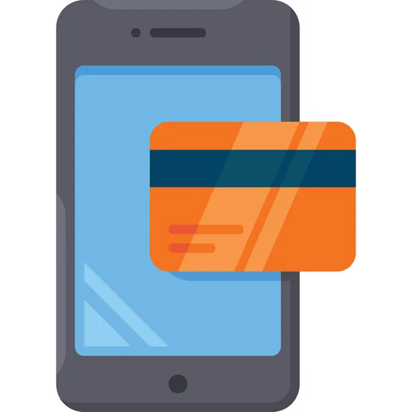 Icône Mobile Financement Par Carte Style Plat — Image vectorielle