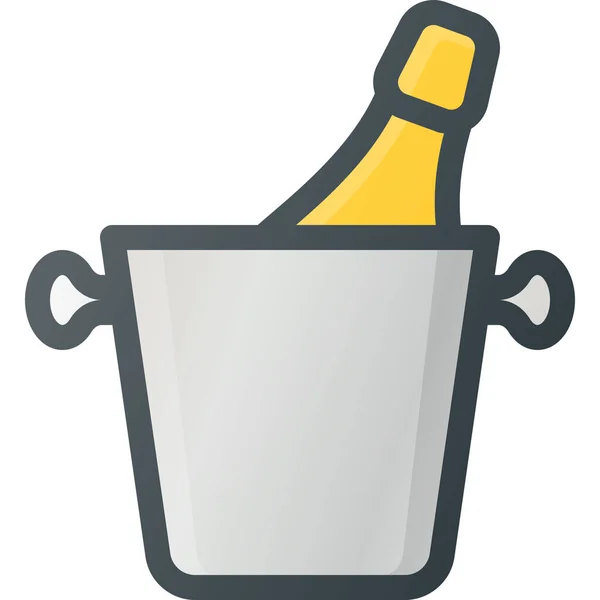 Bucket Champagne Cold Icon Filled Outline Style — Vetor de Stock