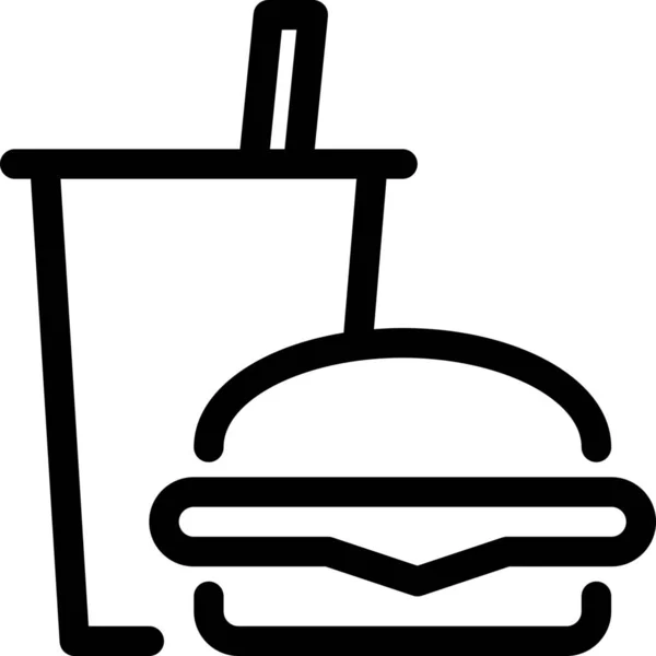 Burger Drankje Eet Icoon Outline Stijl — Stockvector