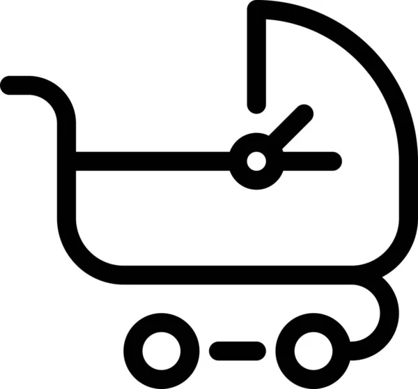 Babyvagn Barn Ikon Kontur Stil — Stock vektor