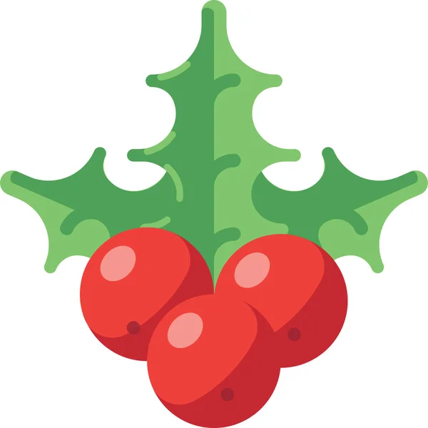 Berry Christmas Decoration Icon Flat Style — Stock Vector