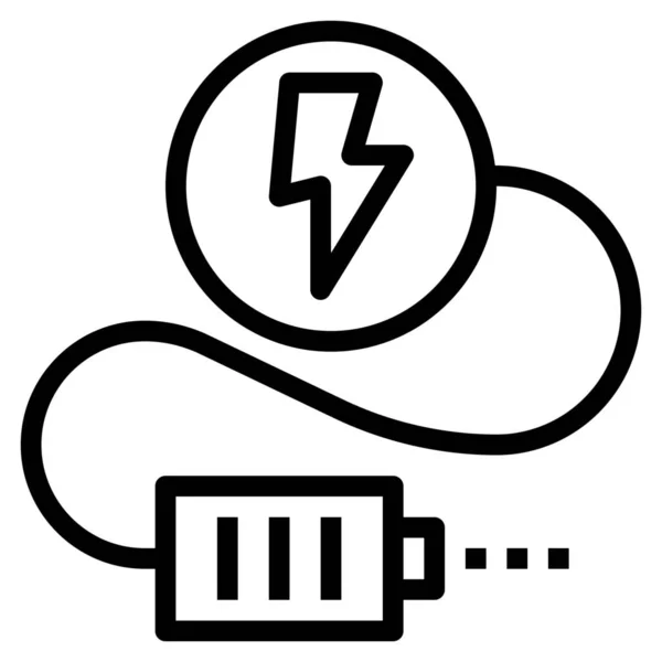 Ikona Elektryczności Chemicznej Baterii Stylu Zarys — Wektor stockowy