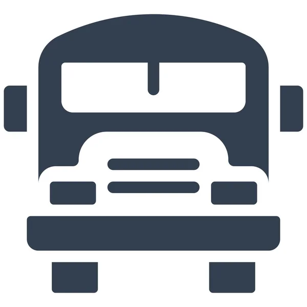 Auto Voertuig School Bus Pictogram Solid Stijl — Stockvector