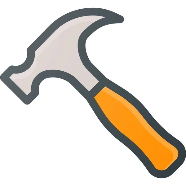 Hammer Reparatur Set Symbol Ausgefüllten Umrissstil — Stockvektor