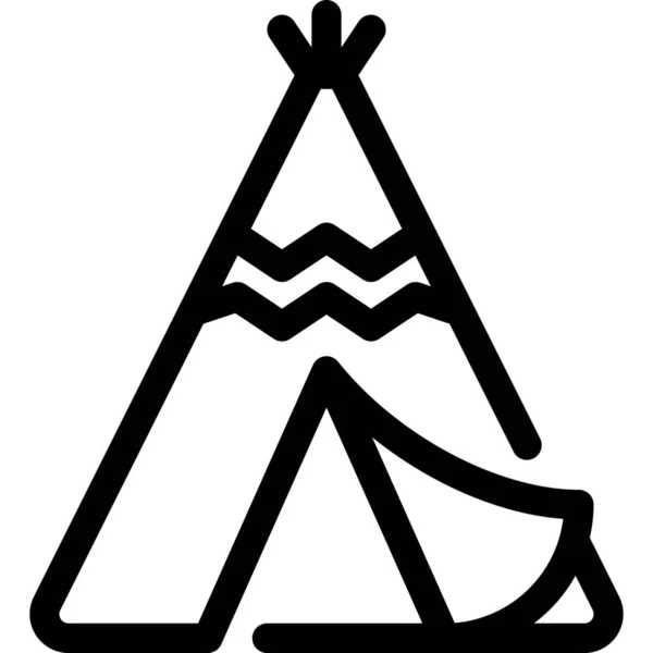 Значок Палатки Вигваме Стиле Абрис — стоковый вектор