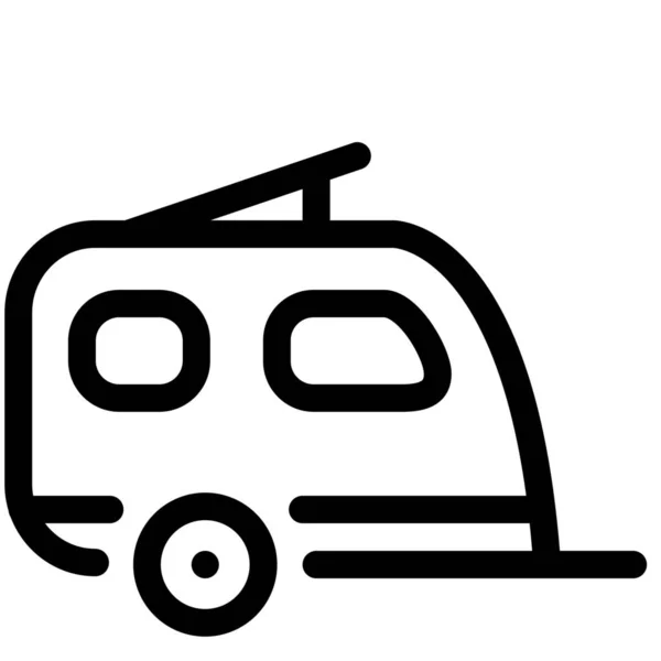 Camping Caravane Camping Car Icône Dans Style Outline — Image vectorielle