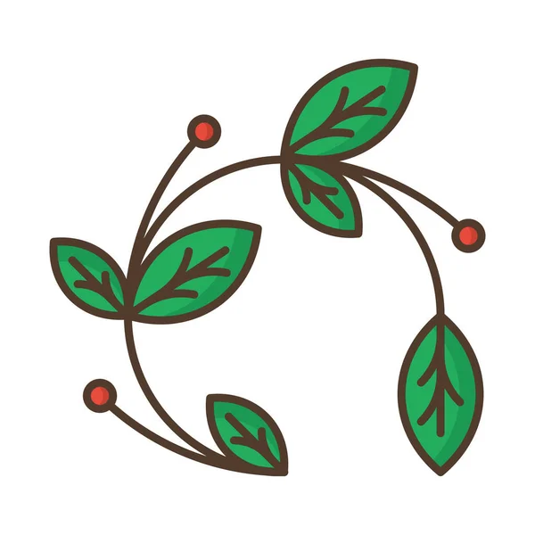 Berries Branch Floral Icon Filled Outline Style — Stock Vector