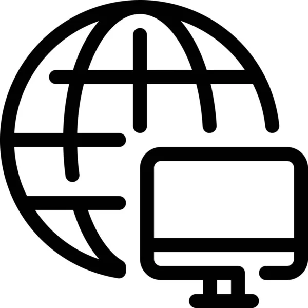 Ikona Globu Połączenia Komputerowego Zarysie — Wektor stockowy