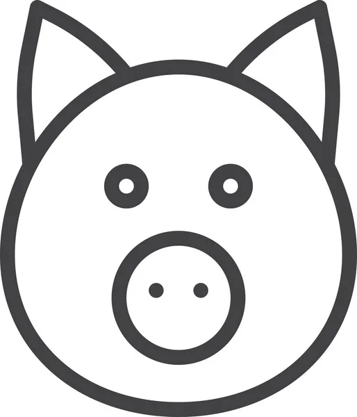 Head Pig Porcine Icon Outline Style — 스톡 벡터