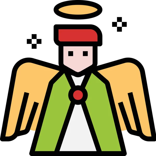 Ángel Cristiano Icono Paz Estilo Contorno Lleno — Vector de stock