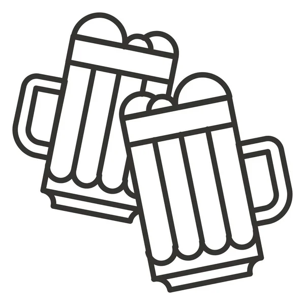 Bierglaskrug Ikone Outline Stil — Stockvektor