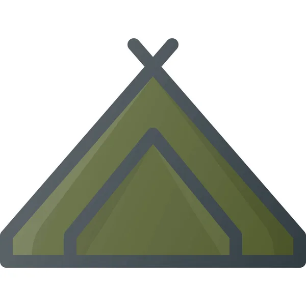 露营帐篷图标 充填轮廓风格 — 图库矢量图片