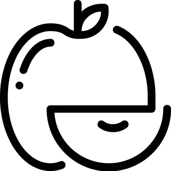 Manzana Fruta Icono Comida Estilo Del Esquema — Vector de stock