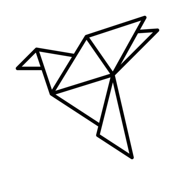Vogel Origami Papier Symbol Umrissstil — Stockvektor