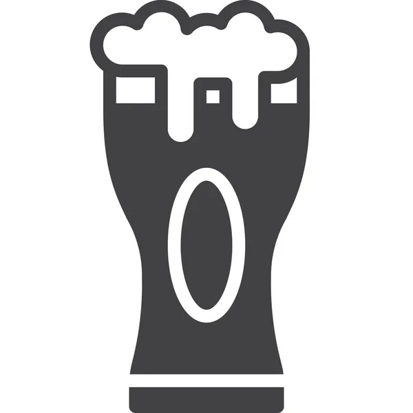 Icône Verre Mousse Bière Dans Style Solide — Image vectorielle