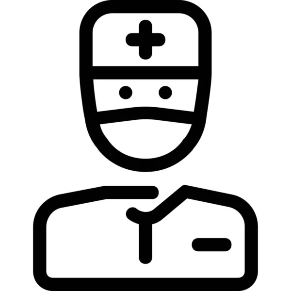 Avatar Γιατρό Νοσοκομείο Εικονίδιο Στυλ Περίγραμμα — Διανυσματικό Αρχείο