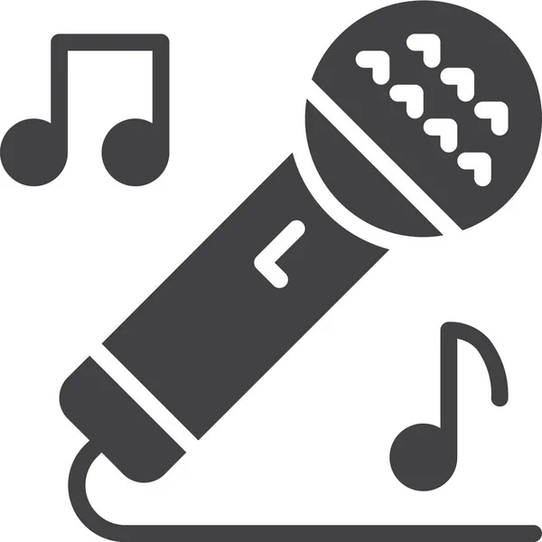 Mikrofon Karaoke Ikona Śpiewu Stylu Solid — Wektor stockowy