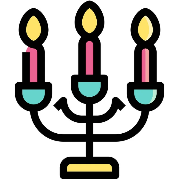 Значок Прикраси Свічки Заповненому Стилі Контуру — стоковий вектор