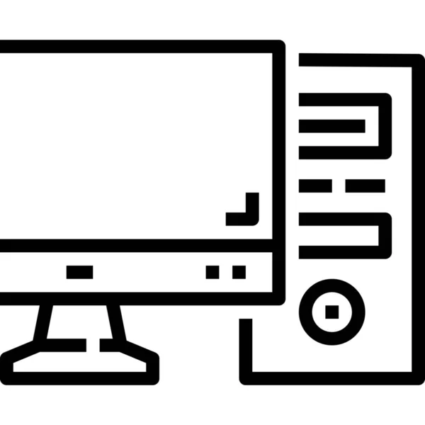Digitales Computer Desktop Symbol Outline Stil — Stockvektor