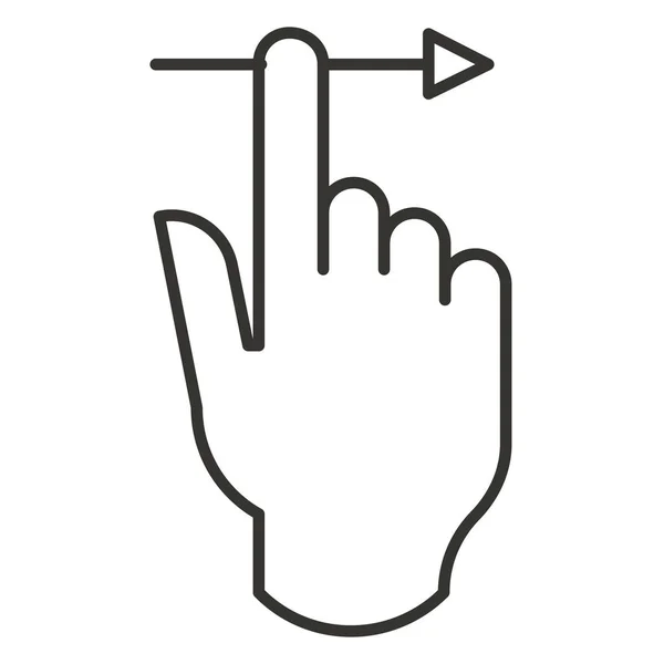 Drag Finger Hand Ikon Körvonalazott Stílusban — Stock Vector