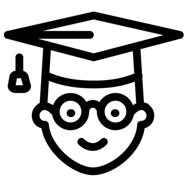 Graduate School Student Icoon Outline Stijl — Stockvector