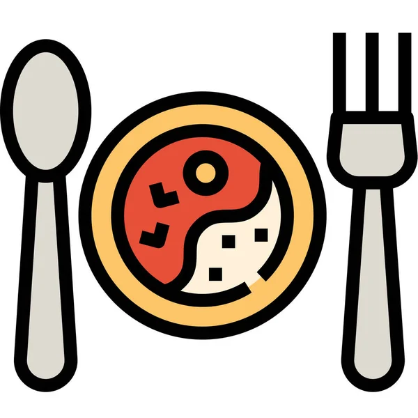 Desayuno Comida Almuerzo Icono Estilo Contorno Lleno — Vector de stock