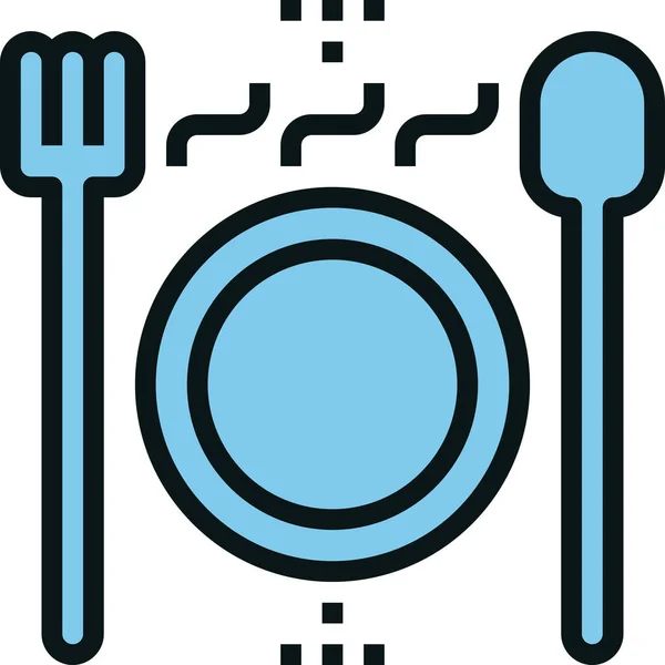 Comida Comida Caliente Icono Estilo Contorno Lleno — Vector de stock