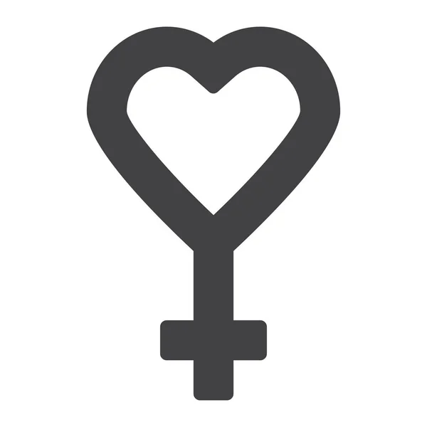 Icono Del Corazón Género Femenino Estilo Sólido — Archivo Imágenes Vectoriales
