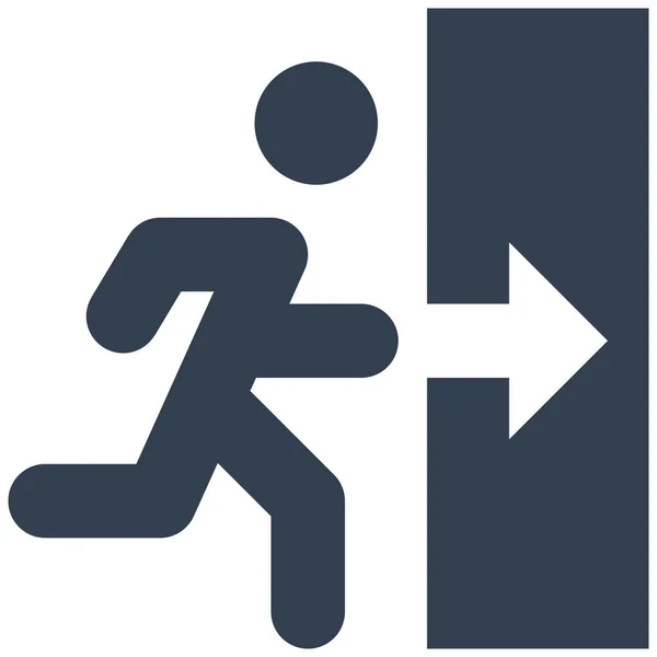 Person Running Exit Icon Solid Style — Stok Vektör