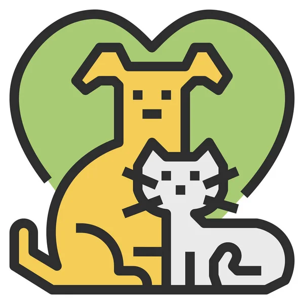 Allowed Cat Dog Icon Filled Outline Style — ストックベクタ