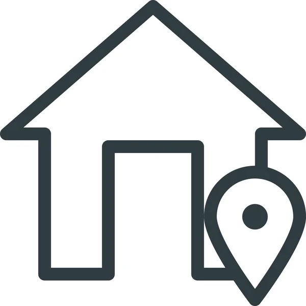 Ícone Home Geolocalização Apartamento Estilo Esboço — Vetor de Stock