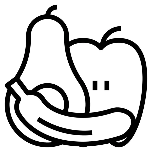Μήλο Αβοκάντο Μπανάνα Εικονίδιο Στυλ Περίγραμμα — Διανυσματικό Αρχείο