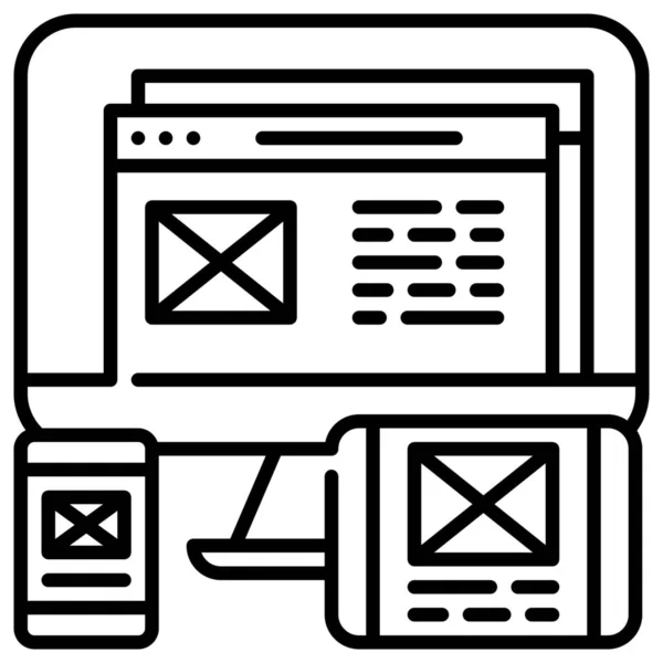 Icona Reattiva Dei Dispositivi Progettazione Stile Outline — Vettoriale Stock