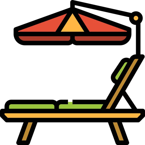 Beach Chair Relax Icon Filled Outline Style — Stock Vector