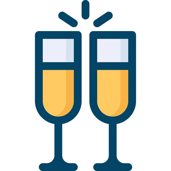 Alkohol Šampaňské Nápoj Ikona Vyplněném Obrysu Stylu — Stockový vektor