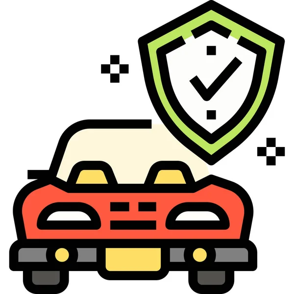 Ikona Bezpieczeństwa Ubezpieczenia Samochodu Stylu Wypełniony Zarys — Wektor stockowy